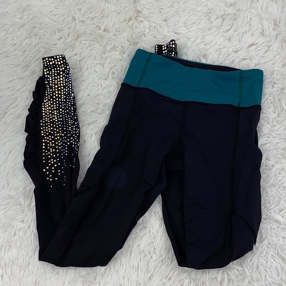 Lululemon Speed Tight IV *Lights Out Black / Forage Teal - Picture 1 of 7